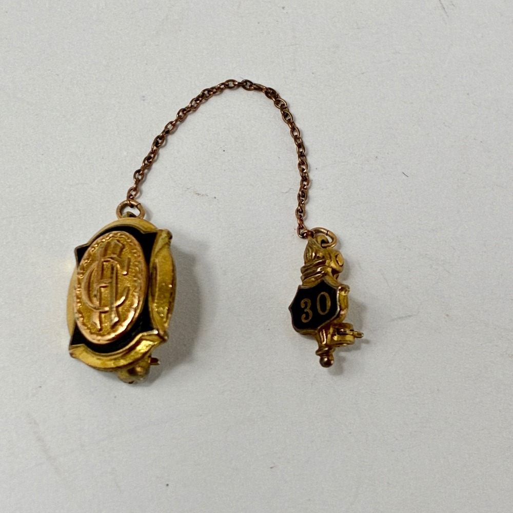 VTG 1930 Central High School Lapel Class Pin with Guard and Chain